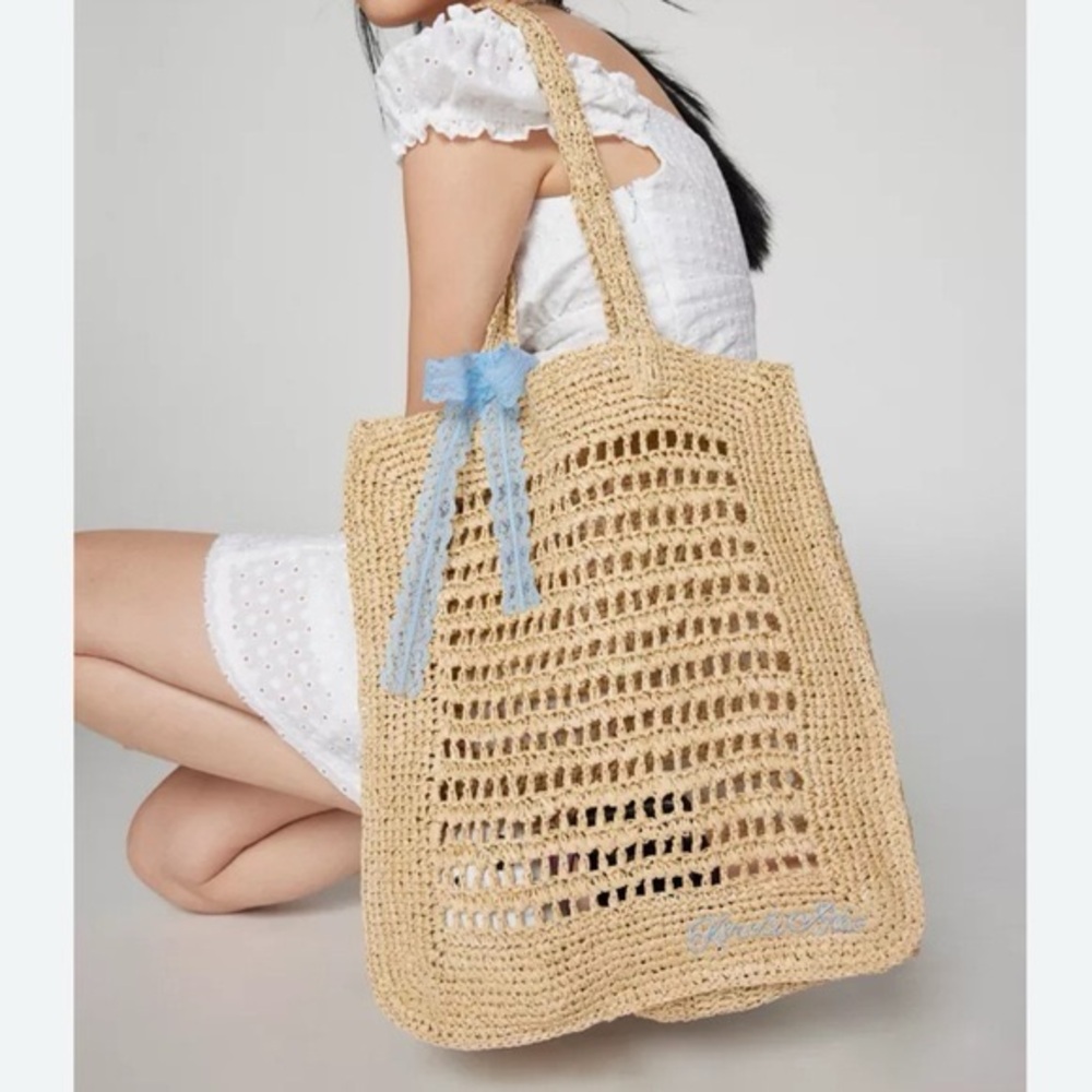 Urban Outfitters Tan Crochet Tote Bag